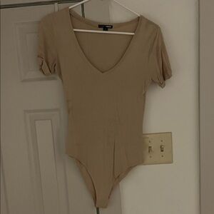 Tan Fashionnova V-Neck Bodysuit